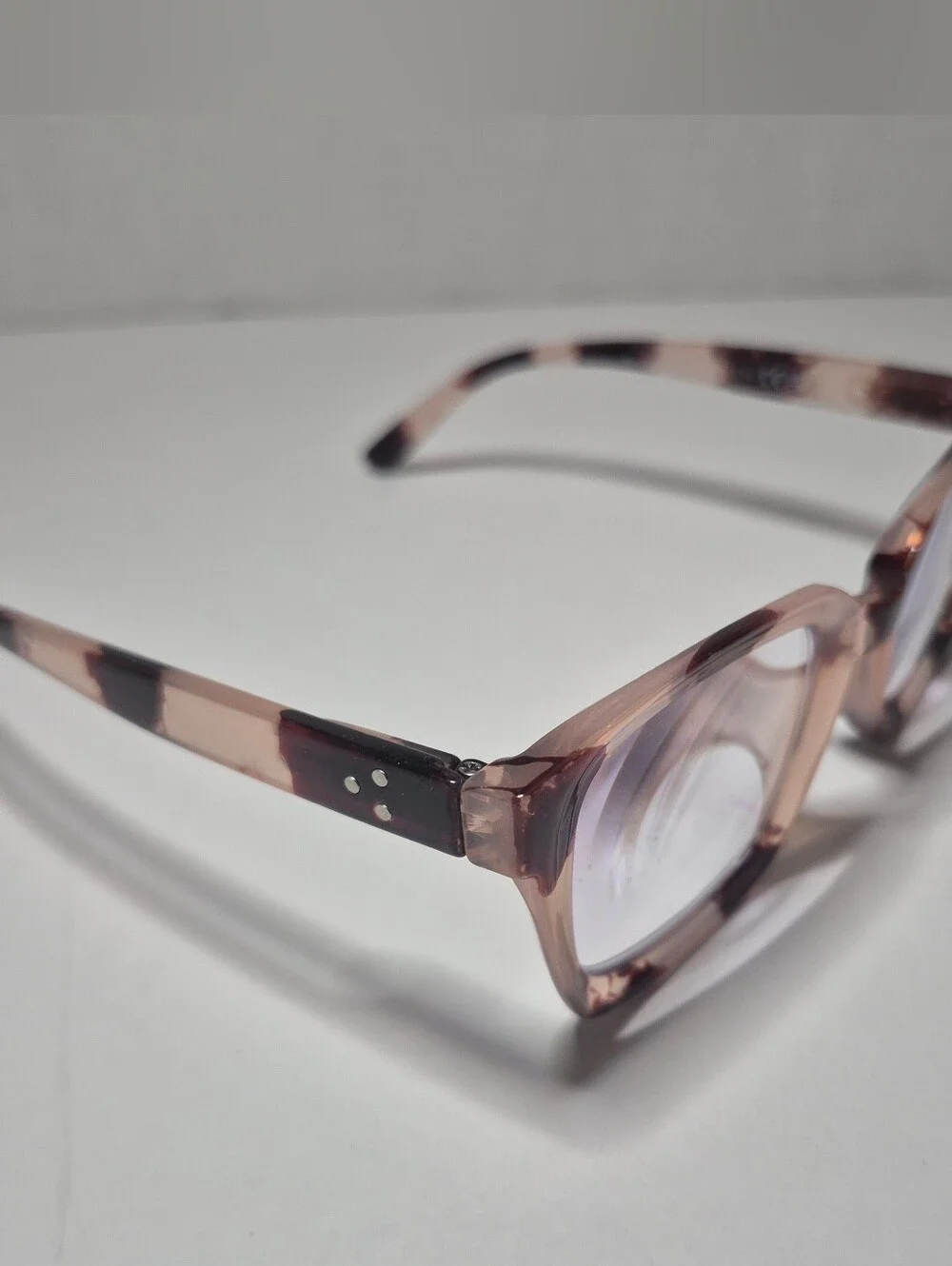 Women's Rectangular Clear Pink Tortoiseshell Reading Glasses